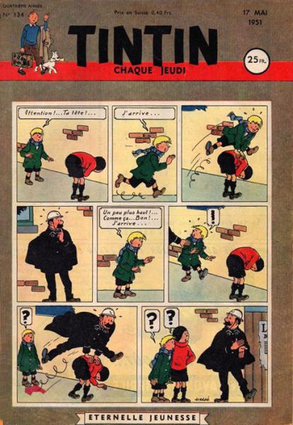 Tintin journal (français)   # 134 - Couverture Hergé - Quick et Flupke 1951