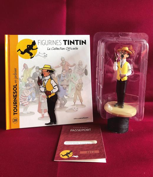 Tintin (figurines Moulinsart) # 28 - Tournesol jardinier - en boîte avec livret + passeport