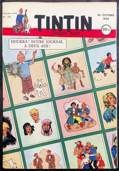 Tintin journal (français)  # 105 - Couverture Hergé, Martin, Jacobs, Vandersteen...