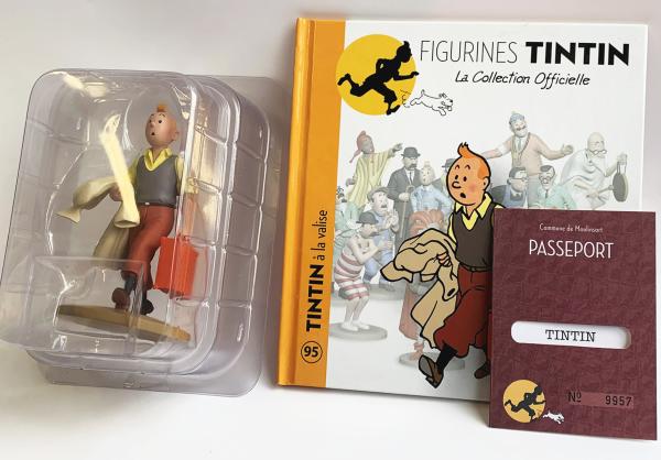 Tintin (figurines Moulinsart) # 95 - Tintin à la valise - en boîte avec livret + passeport