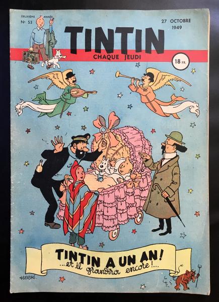 Tintin journal (français)  # 53 - Couverture Hergé - Tintin a un an!