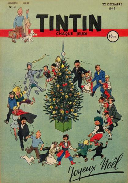 Tintin journal (français)  # 61 - Couverture Hergé - ronde de noël - 1949