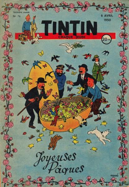 Tintin journal (français)  # 76 - Couverture Hergé - Joyeuses pâques 1950