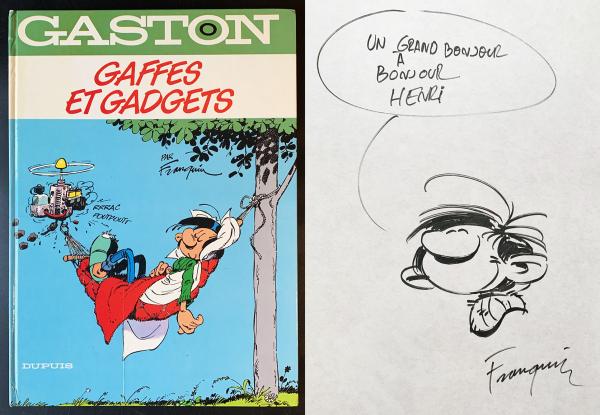 Gaston Lagaffe # 0 - Gaffes et gadgets + beau dessin dédicace Franquin