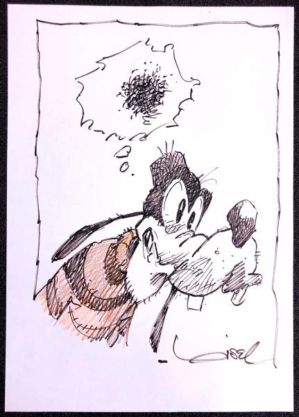 Mickey # 0 - Superbe grand dessin original Dingo Cafe Zombo